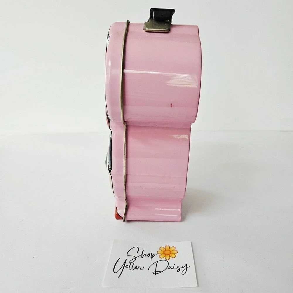 Disney‎ Minnie Mouse Shaped Tin Lunch Box Pink Embossed Metal Collectible Case